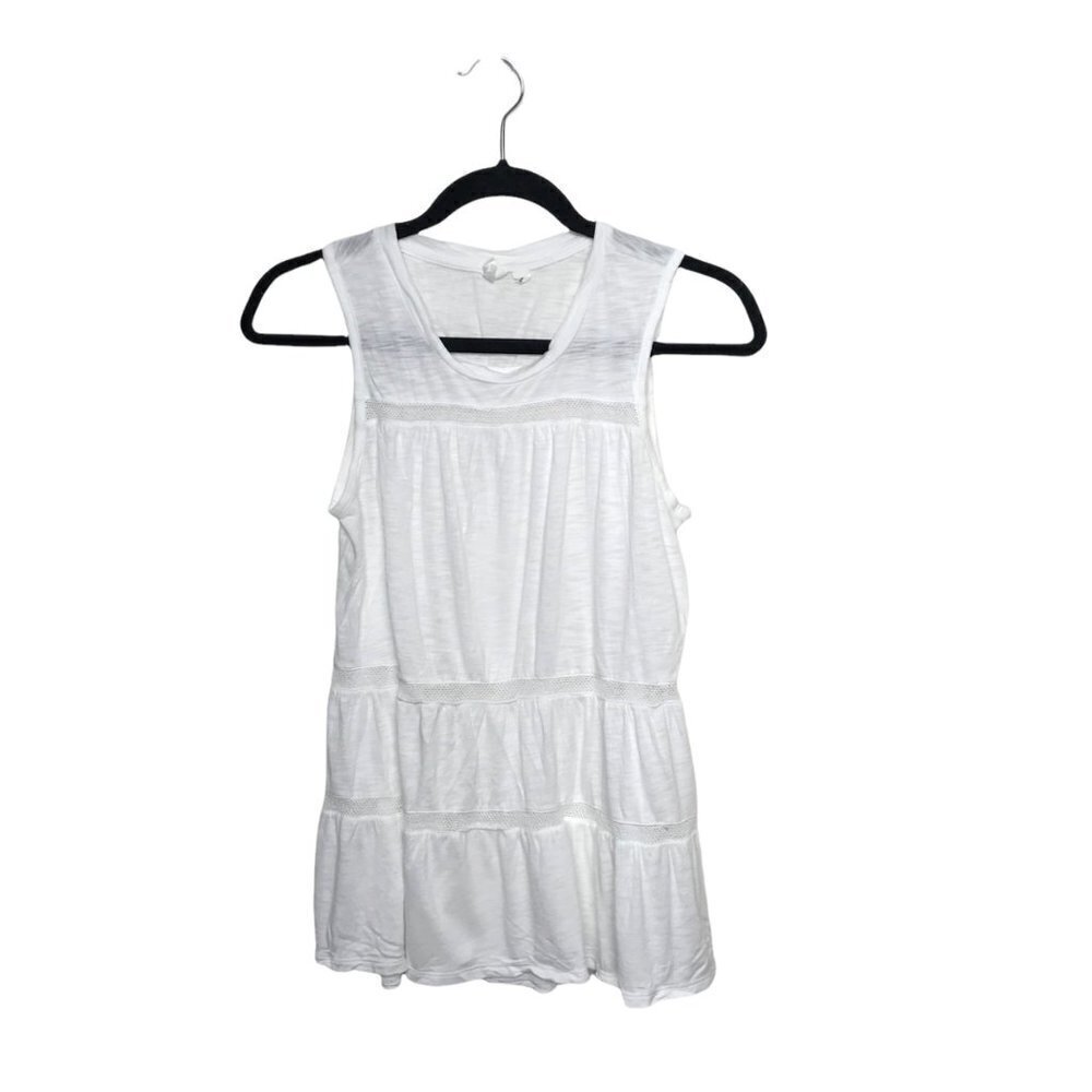Gap White Sleeveless Open Eyelet Detail Tank Top XS